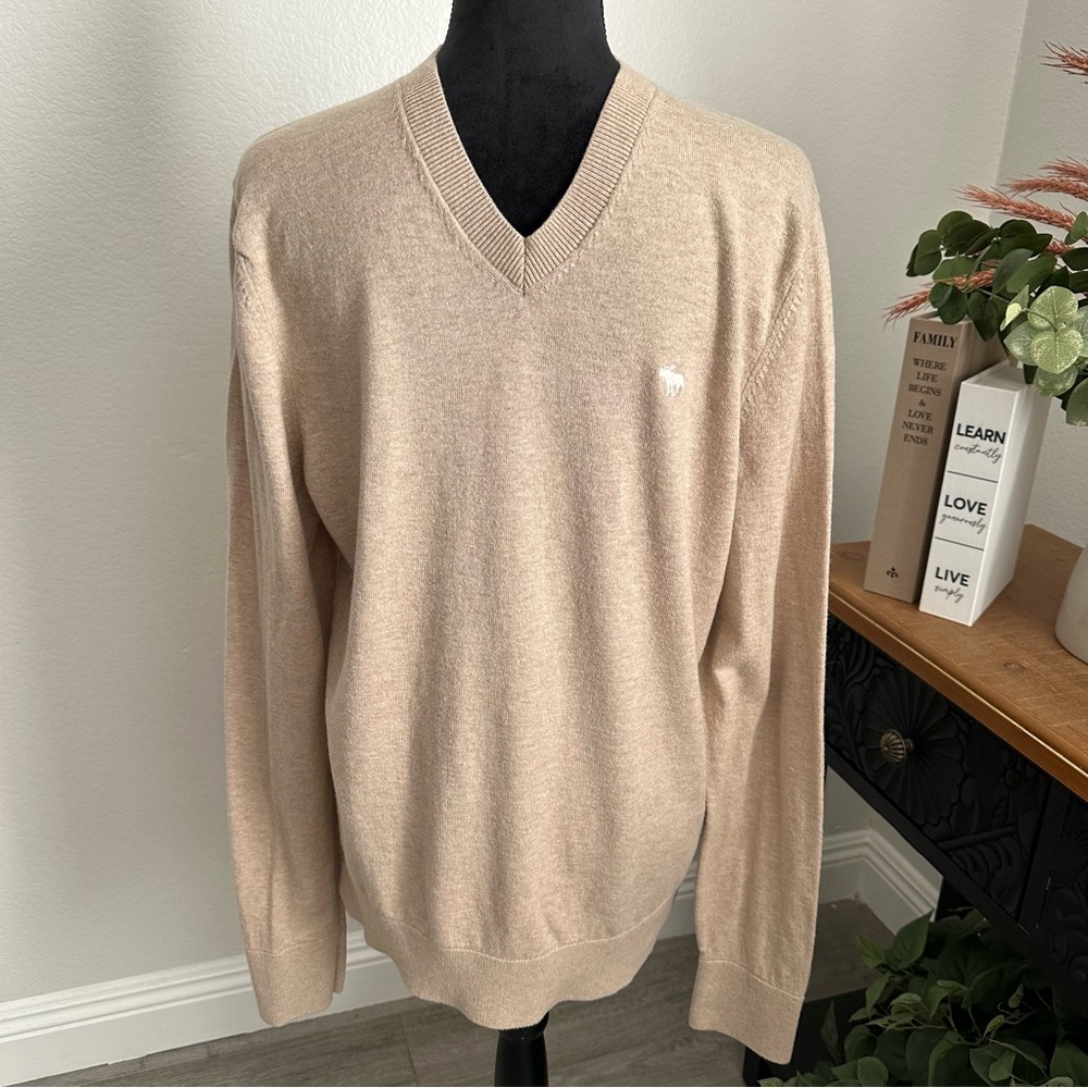Abercrombie & Fitch V-Neck Beige Sweater Size XL